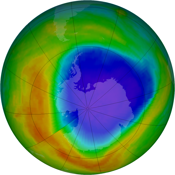 Antarctic ozone map for 17 October 2003